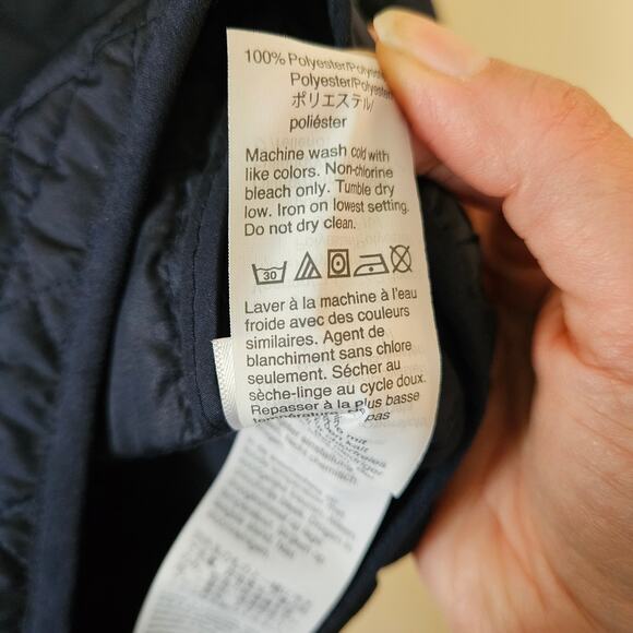 J. Crew Women's Quilted Field Jacket, Size Large Navy Hooded Primaloft - Picture 7 of 8